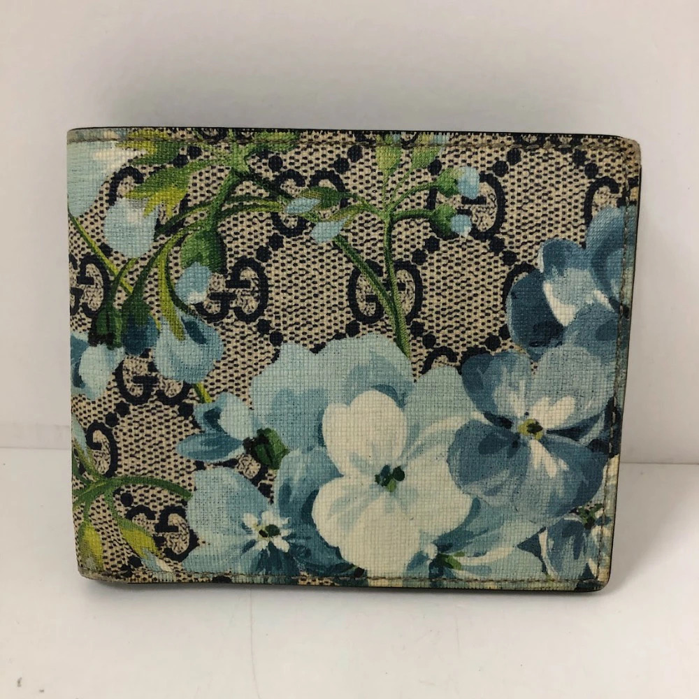 Gucci GG Blooms Wallet Bifold Leather Blue